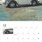 Kalenderblatt für Dezember 2027 mit Feiertagen. Oben ein klassischer VW Käfer vor schneebedeckten Bergen.