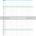 Kalendervorlage für Oktober mit Wochenzahlen und markierten Sonntagen. Illustration eines roten VW-Busses mit Logo.