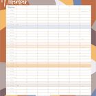 Kalenderseite mit "November" und "Notizen". Platz für Namen und Daten, Tage 1-30. Farbiges Hintergrundmuster.