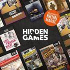 Texte: "HIDDEN GAMES", "TOTE FRIEREN NICHT", "EXPRESS IN DEN TOD", "DIE GEFEIERTE KRIMI MARKE".  
Arrangement: Verschiedene Krimispiele.
