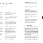 "The big little brush guide" und Beschreibungen mehrerer Make-up-Pinsel: Blush/Bronzer, Kabuki, Powder, Foundation, Eyeshadow, Concealer, Eyeliner.