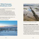 "Which forecasts should you trust?", Fotos von verschneitem Painswick und Überschwemmung bei Langport, Text über Wettervorhersagen.