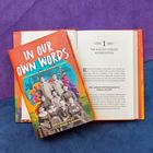 Der Text lautet "IN OUR OWN WORDS" und "TRUE STORIES OF INDIAN BOARDING SCHOOLS". Cover zeigt historische Foto-Collage.