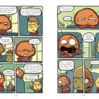 Comic mit zwei Figuren in einem Gespräch über seltsamen Geschmack und fehlende Uniform. Humorvolle Auseinandersetzung.