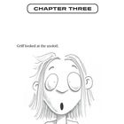 Kapitel 3. Griff schaute den Axolotl an. Illustration eines überraschten Gesichts mit weit geöffneten Augen und offenem Mund.