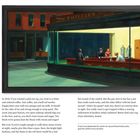 Links: Edward Hopper, Nighthawks, 1942, Art Institute of Chicago. Rechts: Diner-Szene bei Nacht mit drei Gästen.