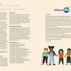 Note to Parents, Guardians and Teachers. Citizen Kid Logo. Eine Illustration von sechs Kindern, die Händchen halten.