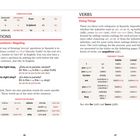 „QUESTIONS" und „VERBS” als Hauptüberschriften. Tabelle: Präpositionen und Verben im Präsens spanisch/englisch.