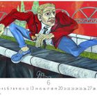 "ORIGINAL" und "6". Illustration eines Mannes in rotem Sakko und blauen Hosen, der über eine Mauer klettert.