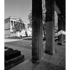 "Neues Museum", "6 CASARES EDITION". Klassische Architektur mit Säulen, Bäumen und einem Gebäude im Hintergrund.