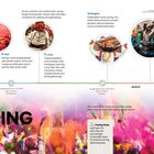 Texte beschreiben Frühlingsfeste in Indien: Holi, Losar, Gangaur, Shivratri. Farbenfrohe Darstellung von fröhlichen Menschen.