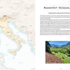 Links ist eine Karte von Italien mit Bozen markiert, rechts Text über den Nusserhof in Bozen und ein Weingartenfoto.