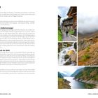 Text: Los geht’s - Die Strecke - Start - Ein Leben als Selbstversorger - Ein Dorf fernab der Welt - Highlight.  
Links: Drei Wandbilder. Rechts: Landschaftsfotos mit Trekking.