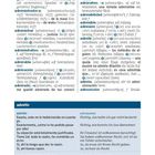 Doppelseitiges Wörterbuch mit spanischen Wörtern und ihrer deutschen Übersetzung, z.B. "administración".