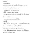 Titel: Maman en grève. Dialog über Kochen und Nachbarschaftshilfe, viele Wörter sind fett zur Betonung. Nummer 83.