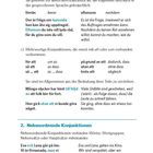 Texte: "b) Zusammengesetzte Konjunktionen:", "2. Nebenordnende Konjunktionen". Tabellen mit Beispielen für Konjunktionen.