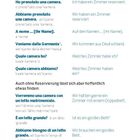 Dialoge und Fragen auf Italienisch und Deutsch zum Thema "An der Rezeption" in einem Hotel.