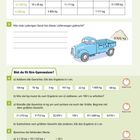 „Gewichte: Maßeinheiten (t und kg)“, Tabelle mit Lücken zum Ausfüllen, Illustration eines blauen Lieferwagens.