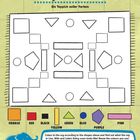 "A rug full of colours. Ein Teppich voller Farben." Darunter ein Teppich mit geometrischen Formen und Farbfelder.