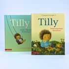 Zwei Kinderbücher zeigen "Tilly". Links: "Jeder Tag ein Abenteuer", rechts: "Pieksvergnügte Abenteuer".