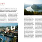 Seite 109, Donau-Radweg, "Wald, Wein, Wien". Text über Genussradeln entlang der Donau. Bild einer Flusslandschaft.