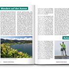 "Wandern auf den Azoren" oben links. "Autor" rechts unten. Links Foto von Landschaft, rechts Person auf einem Stein.