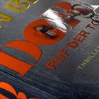 Große rote Buchstaben "RUF DER TOTEN" auf grauem Grund, darunter kleiner gelb "THRILLER". Teil eines Schlüssels sichtbar.