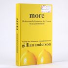 Gelbes Buchcover mit der Aufschrift: "more", "Mehr sexuelle Fantasien der Frauen im 21. Jahrhundert", "gillian anderson". Unten Zitronen.