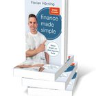 Auf dem Cover steht: "Florian Hörning", "finance made simple", "Keine Angst vor dem eigenen Geld". Ein Mann zeigt lächelnd darauf.
