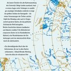 Text über eine alte Kartensammlung, geheime Schätze der Kartografie und ein Buch als Wunderkammer der Entdeckungen. Hintergrund: Karte.