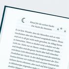 Text: "Ritual für die sechste Nacht: Die Nacht des Staunens." Links oben ein Mondsymbol, rechts oben drei Sterne.