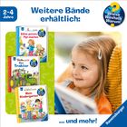 Texte: Weitere Bände erhältlich: ... und mehr! 2-4 Jahre. Ravensburger. Wieso Weshalb Warum. Kind mit Buch. Drei Kinderbücher abgebildet.