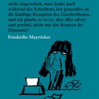 Zitat von Friederike Mayröcker über das Schreiben. Illustration: Nachdenkliche Person mit Schreibmaschine.