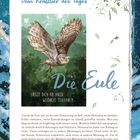 Text oben: "Dein Krafttier des Tages"
Illustration: Eine Eule im Flug vor grünem Hintergrund.
