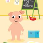 Der Text "sun" ist auf einem blauen T-Shirt. Illustration von Sommer- und Winterkleidung sowie Zubehör.