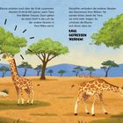 Illustration von Akazien und Giraffen in einer Savanne. Text über Akazien, die sich durch chemische Signale schützen.