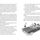 Seite 62 aus einem Buch, Text über Archibald und seine Freunde in einem Auto. Illustration eines großen schwarzen Autos mit Personen.