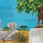 Text: Trauer ist wichtig zur Verarbeitung. Elefanten und Hachikō als Beispiele der Trauer.  
Illustration: Elefanten und eine Statue.