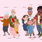 Illustration mit Namen: Lilly, Anja, Lieselotte, Moppel, Pelle, Bruno, Regina, Mila, Hannes, Martin, Jonas, Kai.