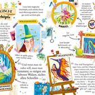 "Lunas magische Geschöpfe", "Schlickschlupfe", "Nargel", "Heliopathen", "Schluck-Plimpys", "Schrumpfhörnige Schnarchkackler". Bunte Illustrationen von magischen Kreaturen mit kurzen Beschreibungen.