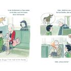 In der Straßenbahn redete ein Kind: „Kennst du Dingos?“, „Weißt du, was ein Okapi ist?“, „Dinos sind tot.“ Illustrationen zeigen Tiere.