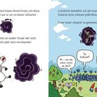 Links zwei Comic-Panels: "Oh!", "Da bist du ja! Brauchst du Hilfe?" "Ja, bitte." Rechts: Text über Gondalf. Unten Einhorn: "Oho, jetzt wird's spannend!"