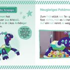 „Funkelndes Terapagos. Das Pokémon hat einen Panzer aus Kristall.“ Ein kristallblaues Pokémon steht und läuft weg.