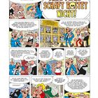 Comic-Illustration: "Alte Feindschaft rostet nicht!" Zwei Männer in Anzügen diskutieren ernsthaft. Comic-Stil, humorvoll.