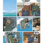 Comicausschnitt: „Was auch passiert, Sie bleiben sitzen, klar?“ Szene im Flugzeug mit einem bewaffneten Mann, Menschen ringen.
