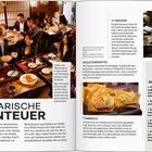 „KULINARISCHE ABENTEUER“ steht prominent über einem Restaurantbild. Text über Trinken, Yokochō, soziales Schmiermittel.