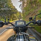 Einmal mitten durch den Schwarzwald auf einer Motorradfahrt, von hinten aufgenommen mit Fahrtanzeige.