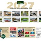 2027, FASZINATION MERCEDES SL. Motor Klassik Logo, Kalenderbilder klassischer Mercedes-Autos, Informationen und Angebote.
