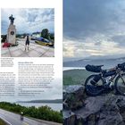 Seite zeigt eine Bildcollage mit einem Denkmal, Männern mit Fahrrädern und eine Landschaft mit beladenem Fahrrad.