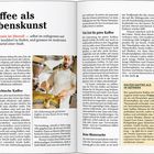 Text: Kaffee als Lebenskunst. Links im Bild ein Mann beim Kaffeekochen, daneben eine detaillierte Beschreibung.